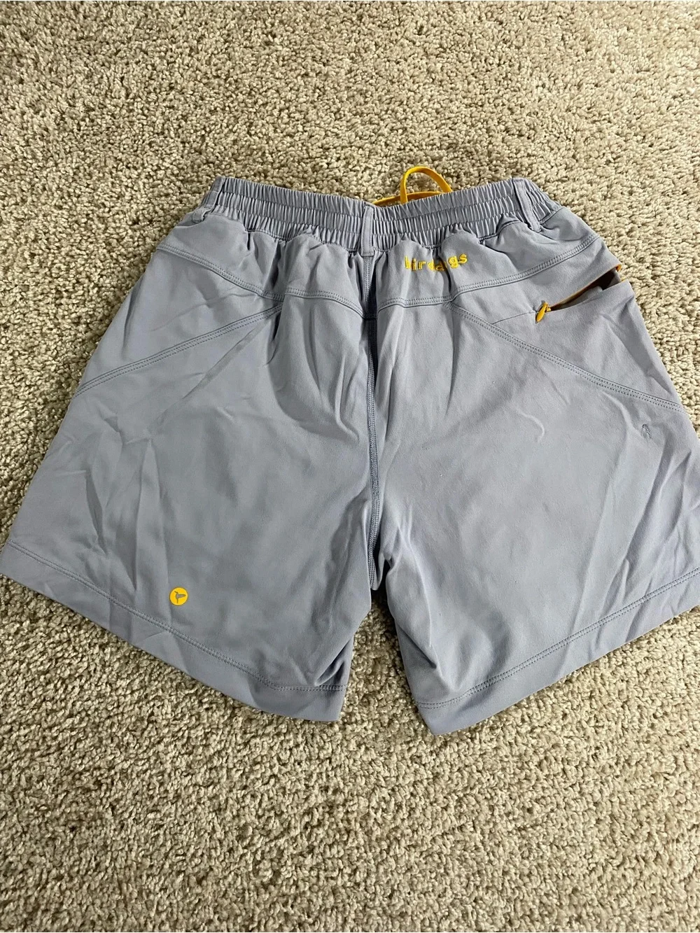 Birddogs Small Forrest Pumps 7” Shorts Light Grey Athletic with Yellow Liner